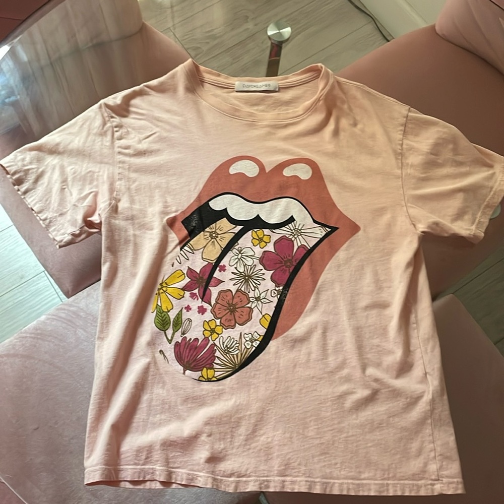 Daydreamer Shirt Womens Extra Small Rock N Roll Rolling Stone Tongue Floral Tee